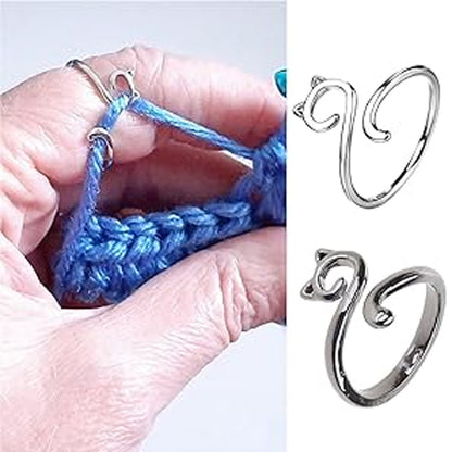 Yarn Ring Cat Ears Adjustable Size Crochet Ring Crochet Tension Regulator Tool